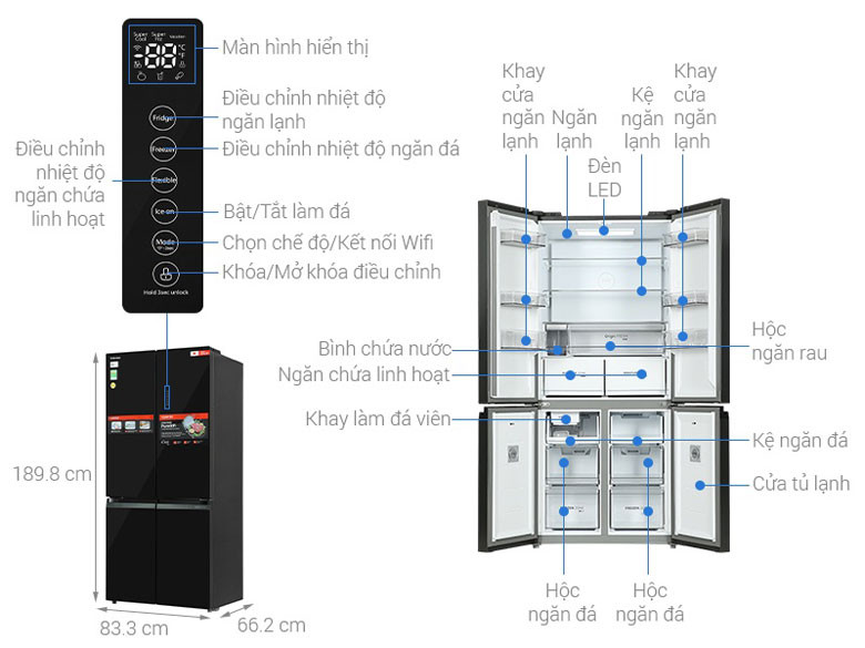 Tủ lạnh Toshiba Inverter 515 lít Multi Door GR-RF665WIA-PGV(22)-XK
