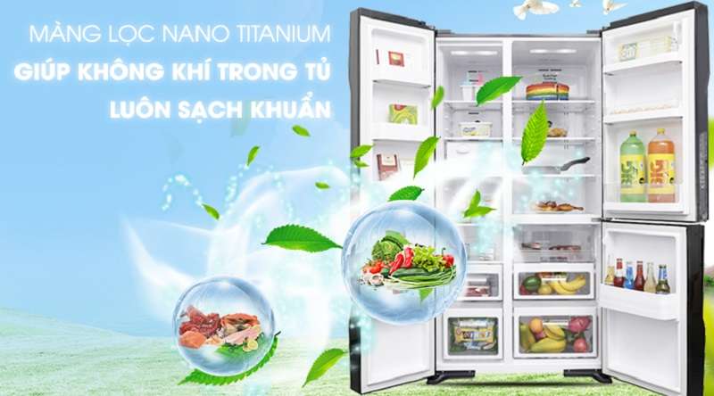 Tủ lạnh Hitachi Inverter 605 lít R-FS800PGV2 GBK - Kháng khuẩn và khử mùi tuyệt vời nhờ công nghệ Nano Titanium 