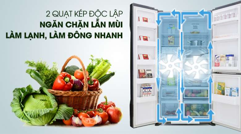 Hệ thống 2 dàn lạnh độc lập - Tủ lạnh Hitachi Inverter 600 lít R-FM800PGV2 GBK