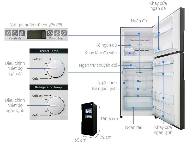 Thông số kỹ thuật Tủ lạnh Hitachi Inverter 339 lít R-FG450PGV8 GBK