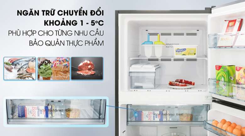 Ngăn trữ chuyển đổi - Tủ lạnh Hitachi Inverter 339 lít R-FG450PGV8 GBK