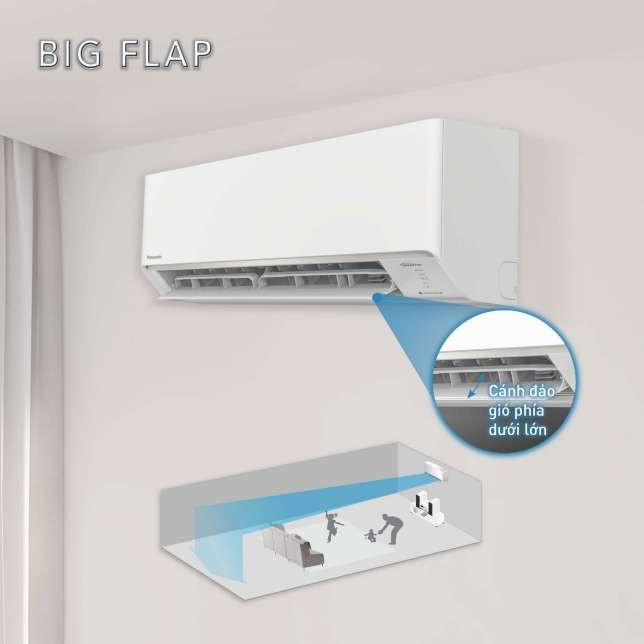 Điều hòa Panasonic - Lưu lượng gió dài nhờ cánh đảo gió lớn