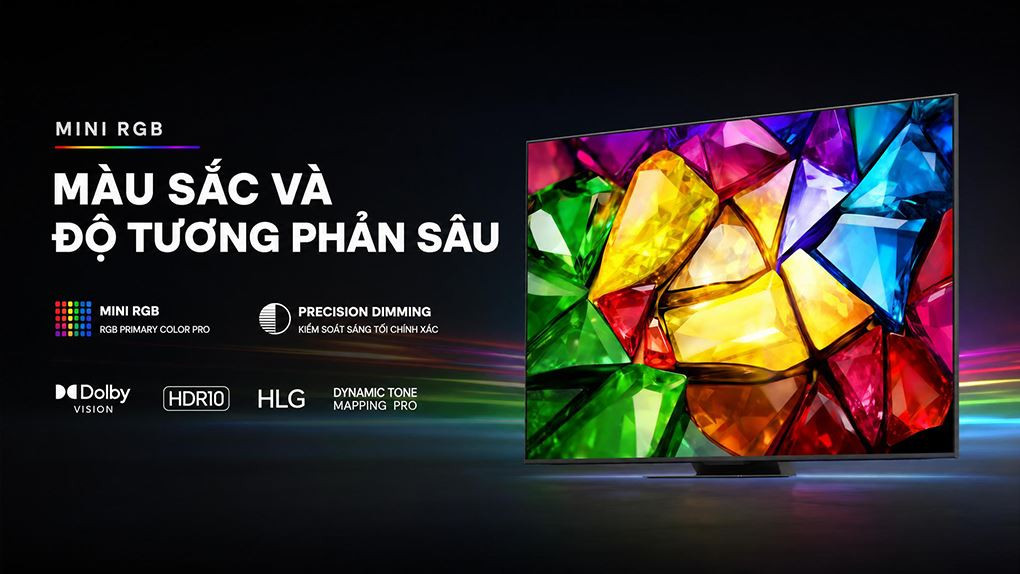 Tivi LG Mini RGB 86 inch AI 4K 86MRGB86BSA - Công nghệ Mini RGB tái tạo màu sắc sâu và tương phản nổi bật