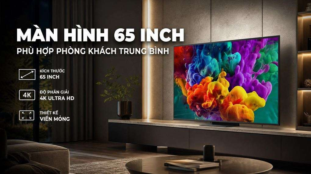 Tivi LG 65QNED86BSA - Kích thước 65 inch phù hợp phòng khách trung bình