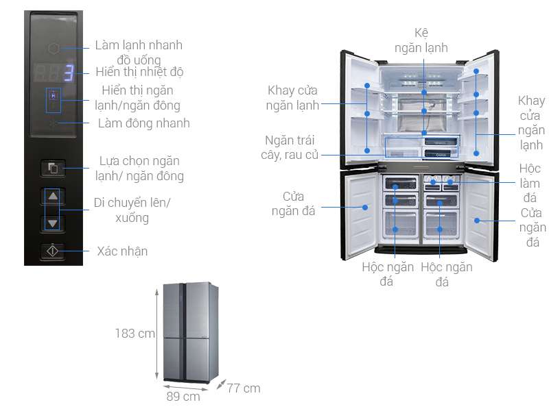 Thông số kỹ thuật Tủ lạnh Sharp Inverter 605 lít SJ-FX680V-ST