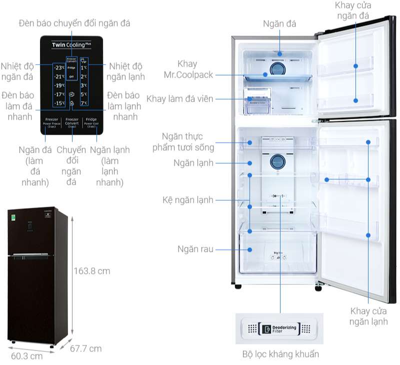 Thông số kỹ thuật Tủ lạnh Samsung Inverter 300 lít RT29K5532BY/SV