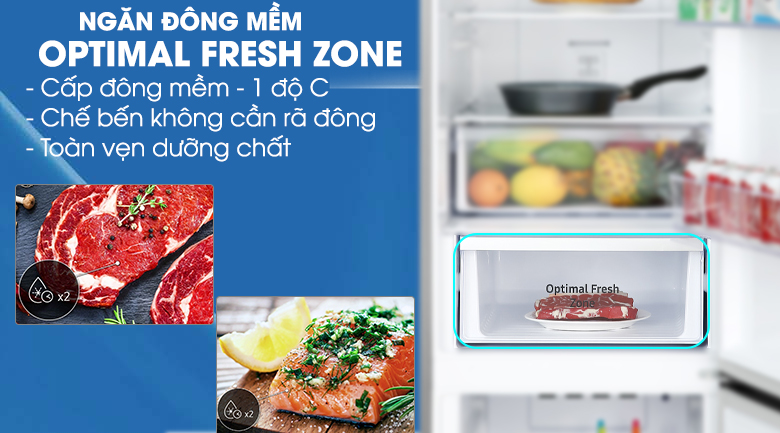 Tủ lạnh Samsung Inverter - Giữ thịt cá trọn vị tươi ngon, sử dụng trong ngày không cần rã đông với ngăn đông mềm -1 độ C Optimal Fresh Zone