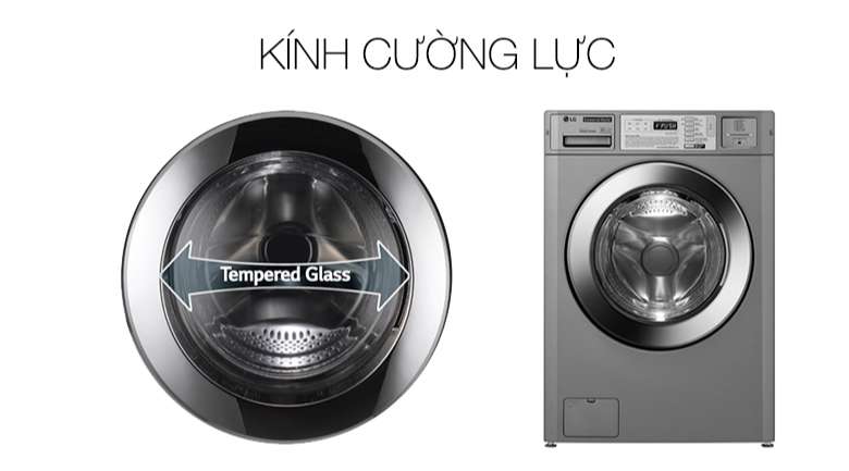 Máy Giặt Sấy Chuyên Dụng LG Giant-C Giặt 19kg Sấy 19kg - Chất liệu nắp máy giặt kính cường lực