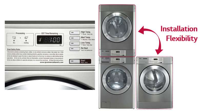 Máy Giặt Sấy Chuyên Dụng LG Giant-C Giặt 19kg Sấy 19kg - Lồng sấy và bảng điều khiển linh hoạt