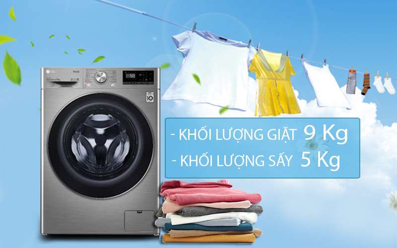 Máy giặt sấy LG Inverter 9 kg FV1409G4V-Tiện lợi với máy giặt sấy tích hợp 2 trong 1 