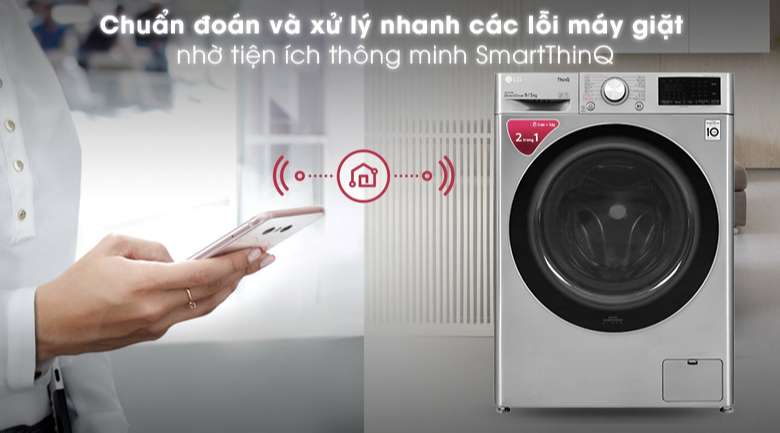 Máy giặt sấy LG Inverter 9 kg FV1409G4V-Tiết kiệm điện tối ưu với công nghệ Inverter