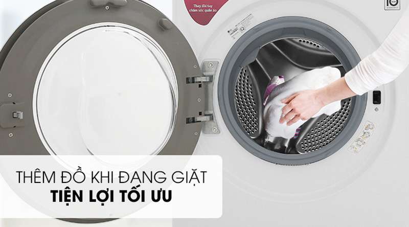 Máy giặt LG Inverter 9 kg FV1409S4W-Tiện lợi khi thêm đồ giặt và nước xả với cửa phụ Add Item