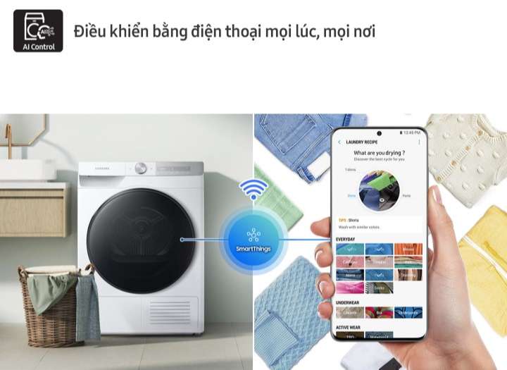 Kết nối với điện thoại thông qua app SmartThings