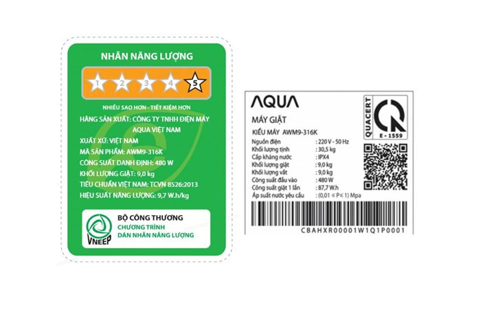 Máy giặt Aqua 9 kg AWM9-316K(B)  - Chính hãng