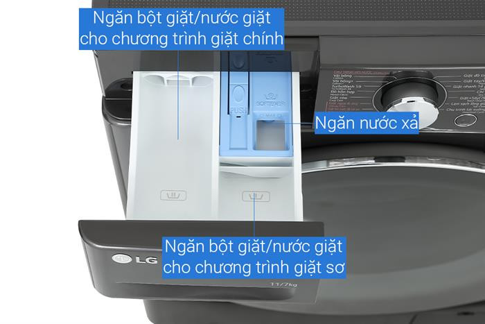 Máy giặt sấy LG Inverter giặt 11kg - sấy 7kg FV1411D4B - Chính hãng