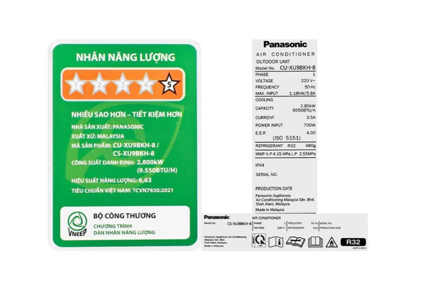 Điều hòa Panasonic 9000BTU 1 chiều inveter CU/CS-XU9BKH-8 - Mới 2025