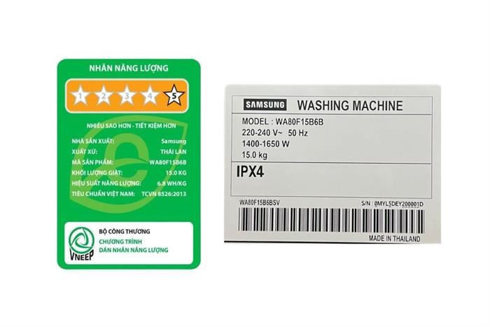 Máy giặt Samsung Inverter 15 kg WA80F15B6BSV - Mới 2025