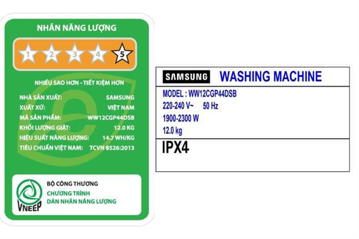 Máy giặt Samsung AI EcoBubble Inverter 12 kg WW12CGP44DSBSV - Chính hãng